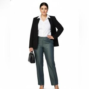 Peace of Cloth Olive Gray Straight Leg Pants Size 14 Stretch USA Made